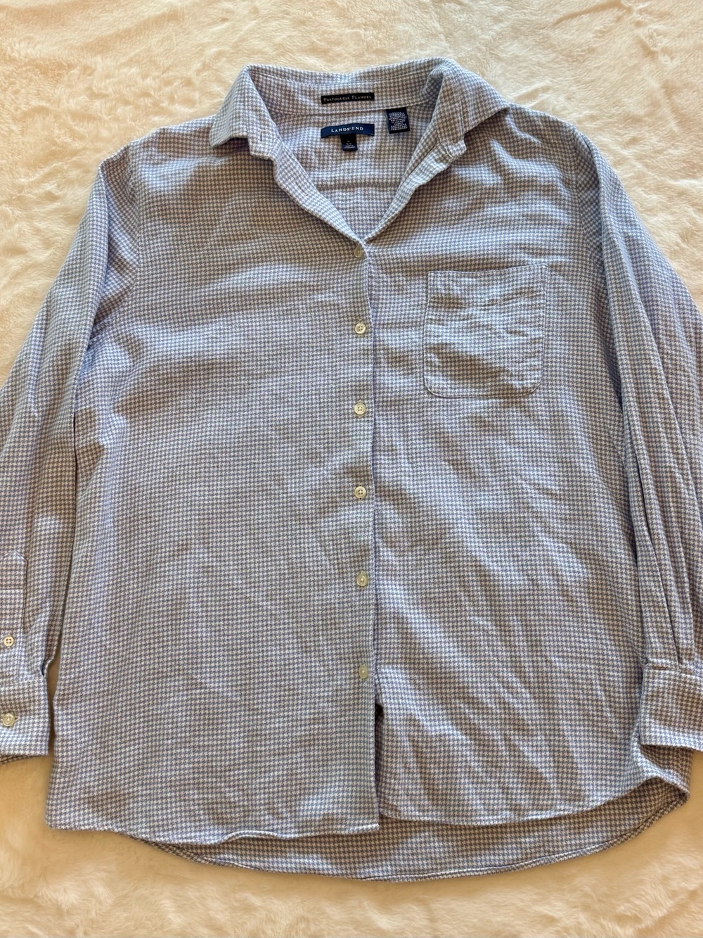 Lands' End Light Blue Micro-Check Button-Down Shirt